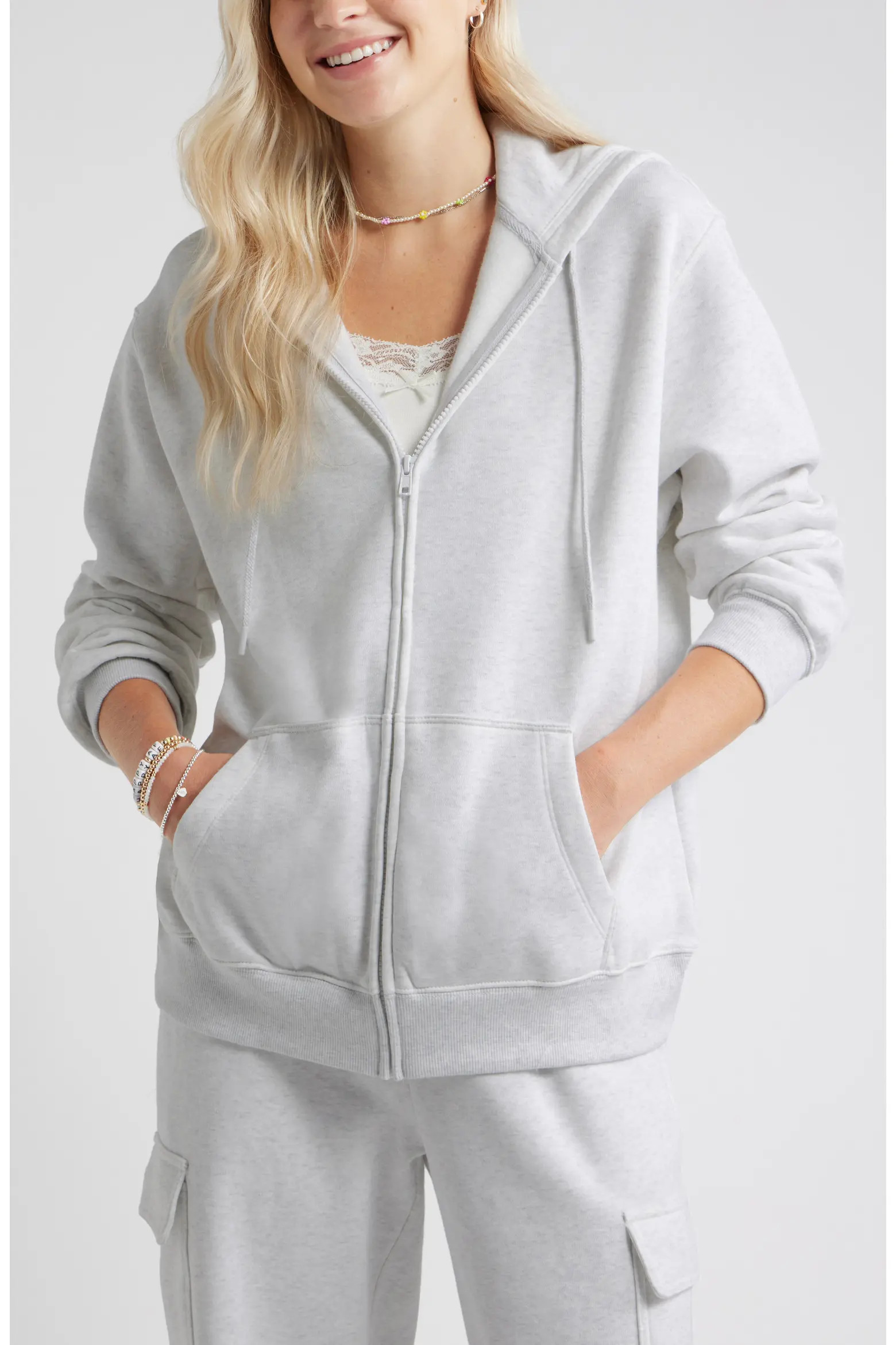Oversize Zip Fleece Hoodie (Women) | Nordstrom | Nordstrom