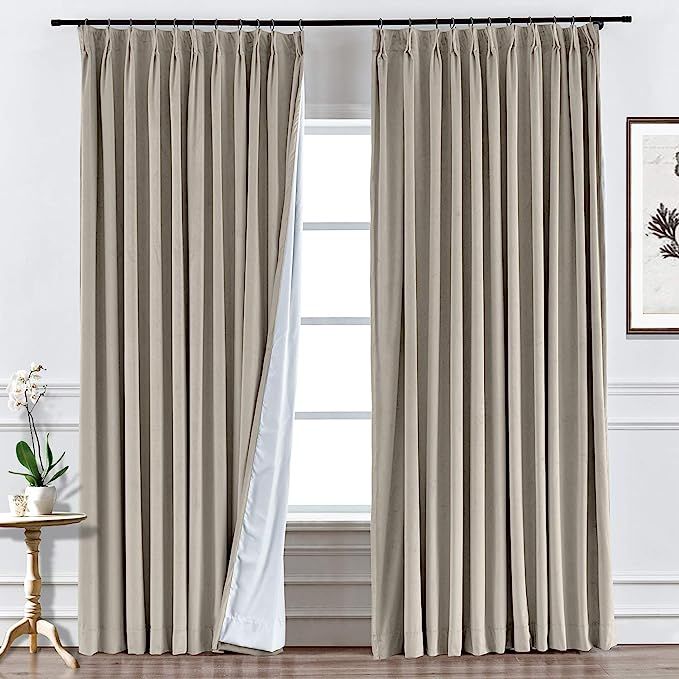 ChadMade Extra Long Pinch Pleated 50W x 108L Inch Velvet Curtain Thermal Insulated Room Darkening... | Amazon (US)