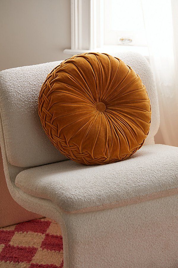Round Pintuck Pillow - Yellow at Urban Outfitters | Urban Outfitters (US and RoW)