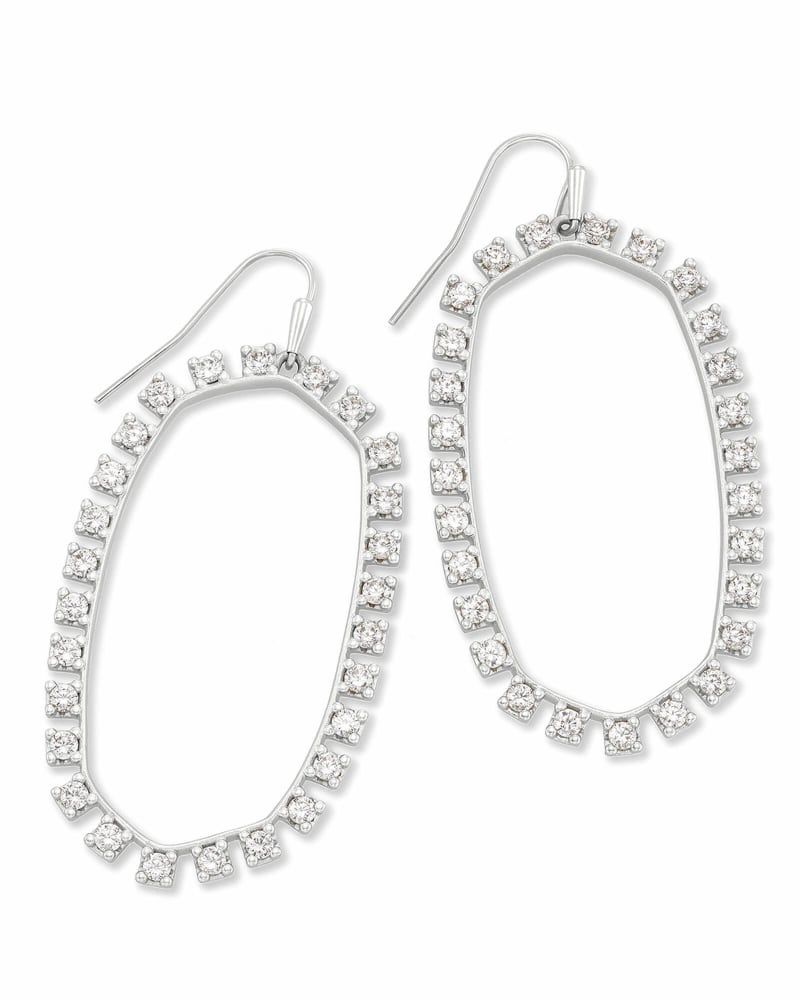 Danielle Open Frame Crystal Statement Earrings in Silver | Kendra Scott
