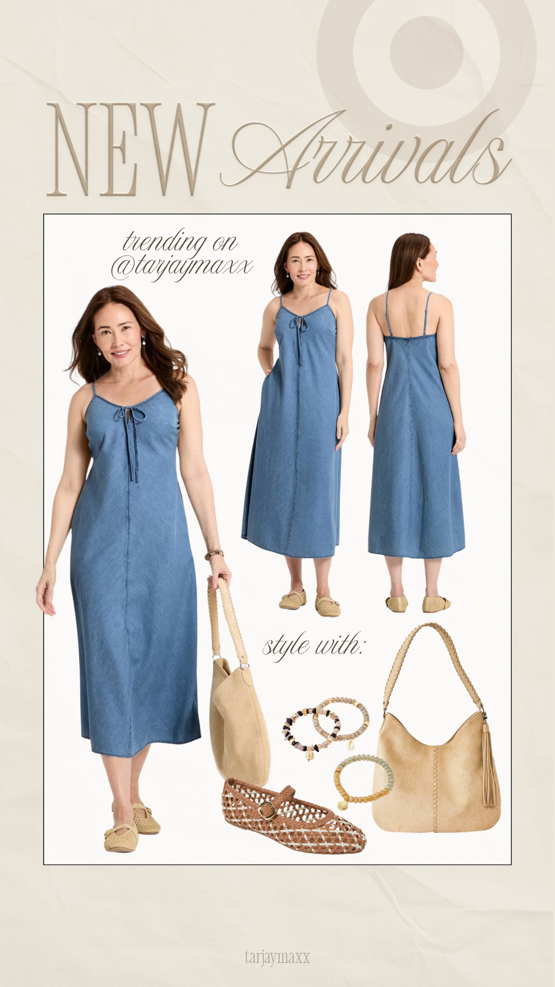 This denim dress has been trending on tarjaymaxx for a reason! It's one of those easy throw-on pieces that still looks so cute styled! Love it styled this way for an easy summer look🔥

wedding guest dress summer, summer outfits, country concert outfits, date night outfits, graduation guest outfits, summer dresses, graduation dresses, business casual workwear, vacation outfits beach, work outfits, denim dress, target style, target finds, casual midi dress, woven flats, everyday summer outfit
 

 #LTKootd #LTKSeasonal #LTKWorkwear