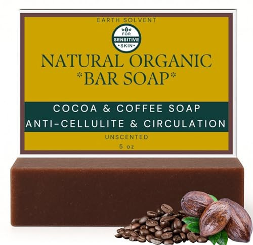 Earth Solvent Natural Organic Cold Process Soap Bar 5 oz, No Chemicals, No Colorants, Alcohol-Free, Hydrating for Body, Dry Sensitive Skin & All Skin Types (Cocoa & Coffee Soap) | Amazon (US)