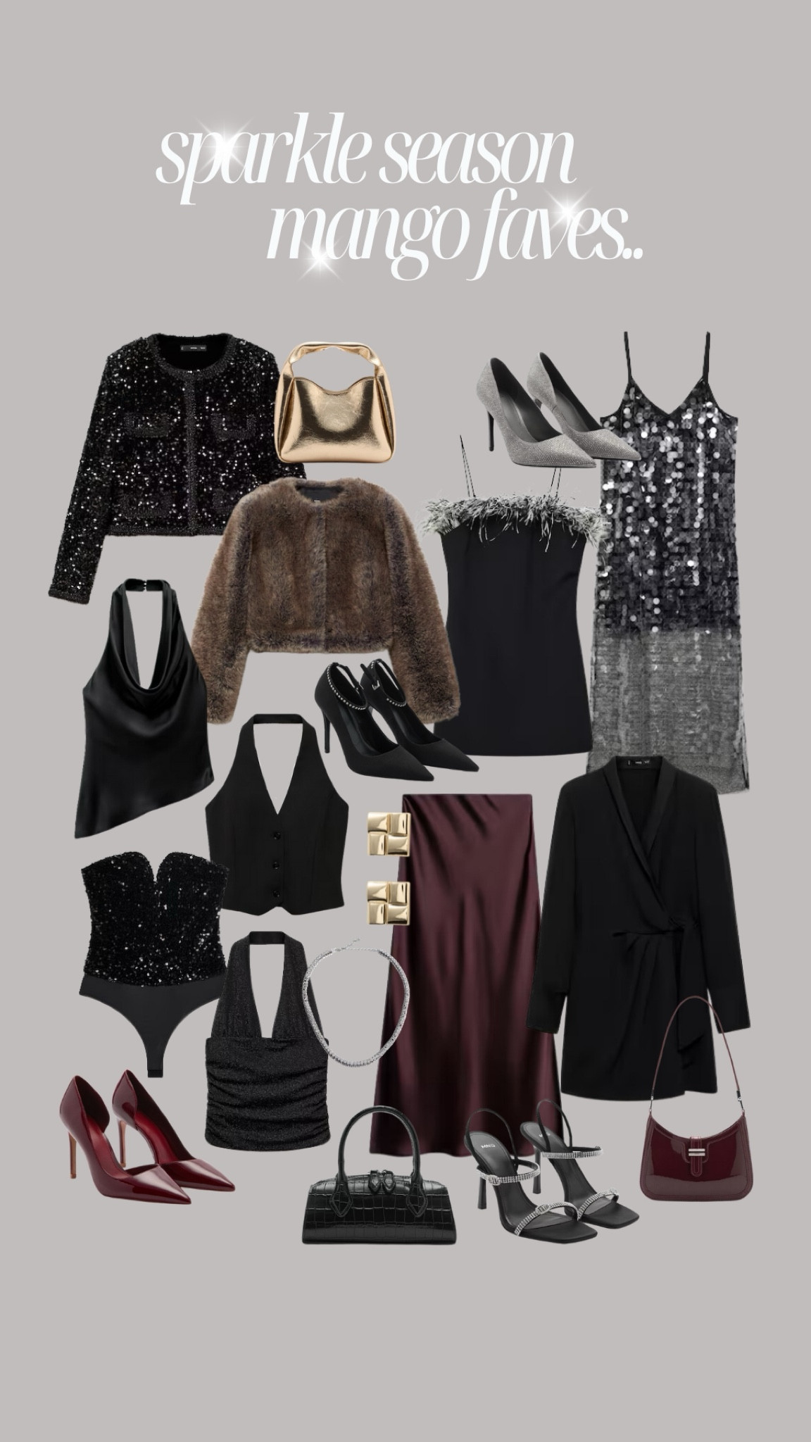 Sparkle festive party season has arrived at Mango ✨ lots of glitter and sequins, some faux fur, halter neck tops and satin skirts. Gorgeous sparkly heels and bags too, all perfect for Christmas parties and going out for the evening 

#LTKpartywear #LTKstyletip #LTKwinter