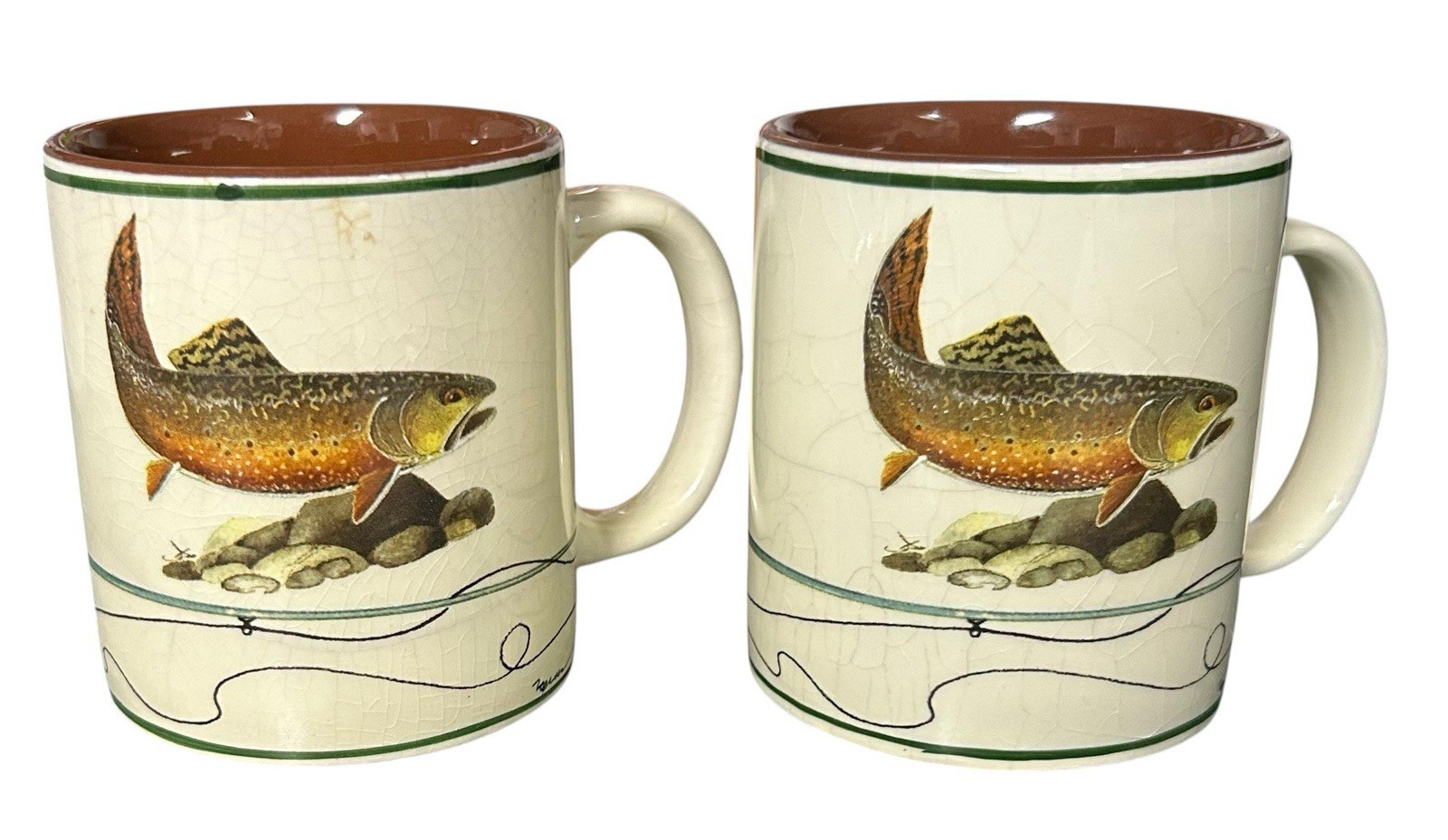 RIVERS EDGE COFFEE TEA CUP MUG TROUT FISH W/LURE ROD LOT OF 2 OUTDOORS | eBay US