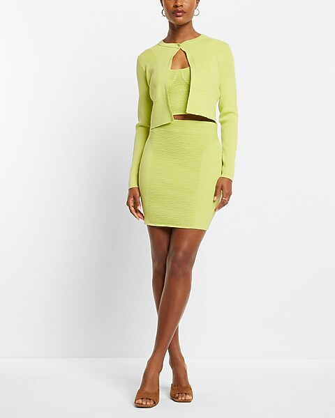 Body Contour Ribbed One Button Cardigan | Express