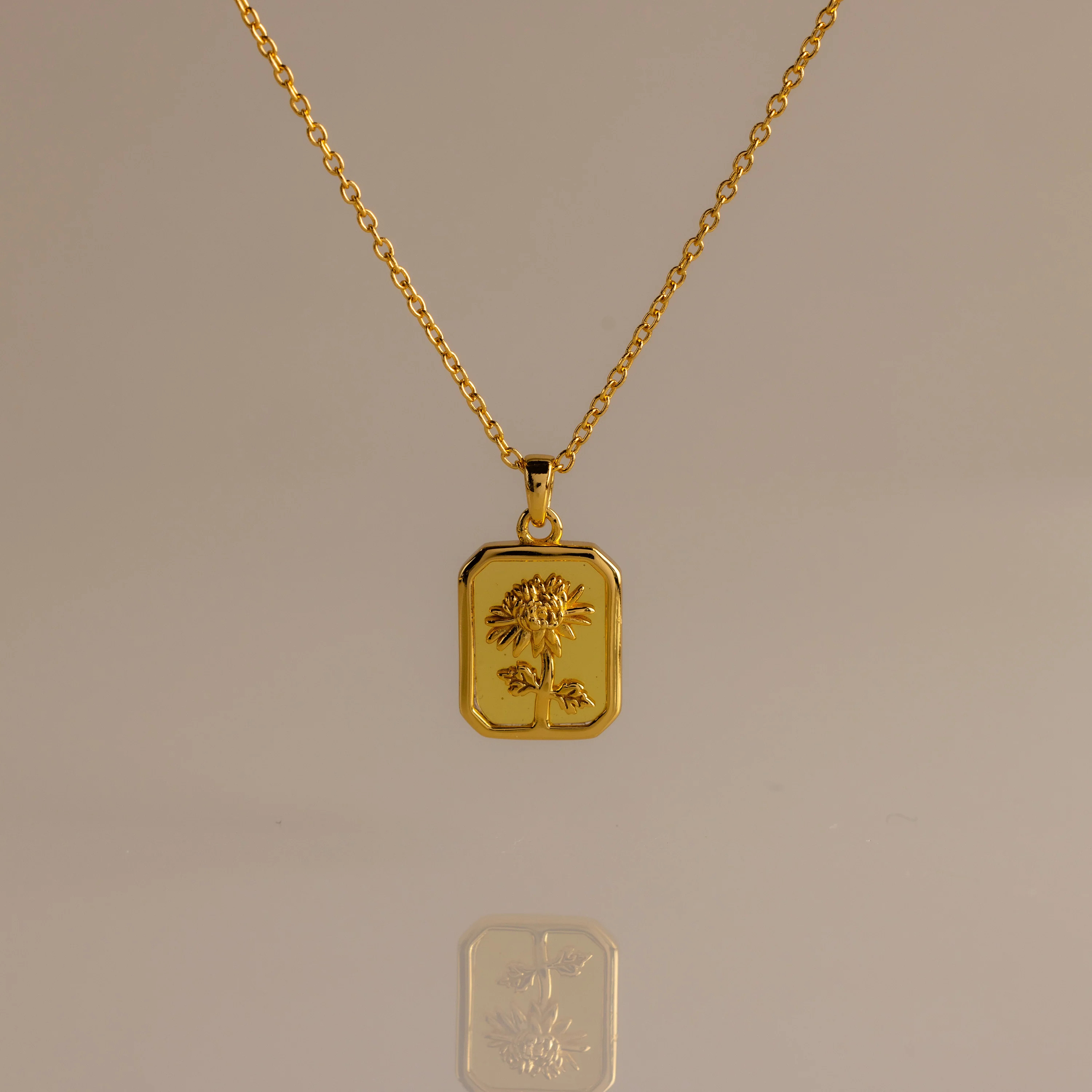 Topaz Birthstone Birth Flower Charm Necklace | Caitlyn Minimalist | Caitlyn Minimalist