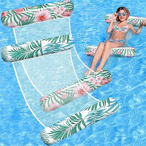 Pool Floats Adult, 2 Pack Inflatable Pool Floats, 4-in-1 Multi-Purpose Rafts Lounger Water Hammoc... | Amazon (US)