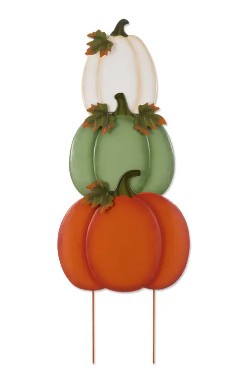 Glitzhom Set of 3 Fall Stacked Pumpkin Yard Stakes in Orange at Nordstrom | Nordstrom