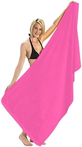 Heavy Weight Jumbo Size Dobby Hem Velour Beach Towel (Hot Pink) | Amazon (US)