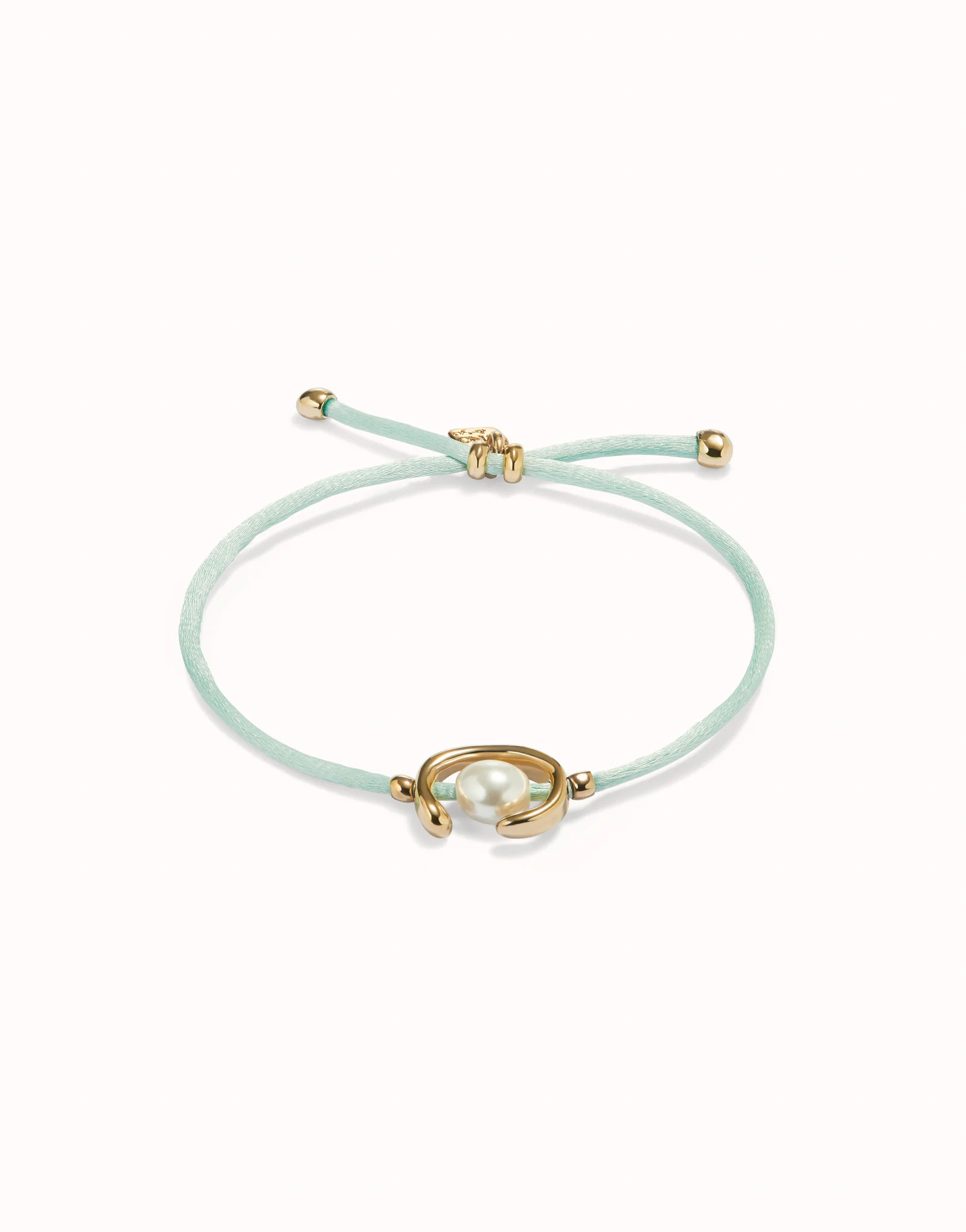 Blue green cord bracelet with a pearl | UNOde50
