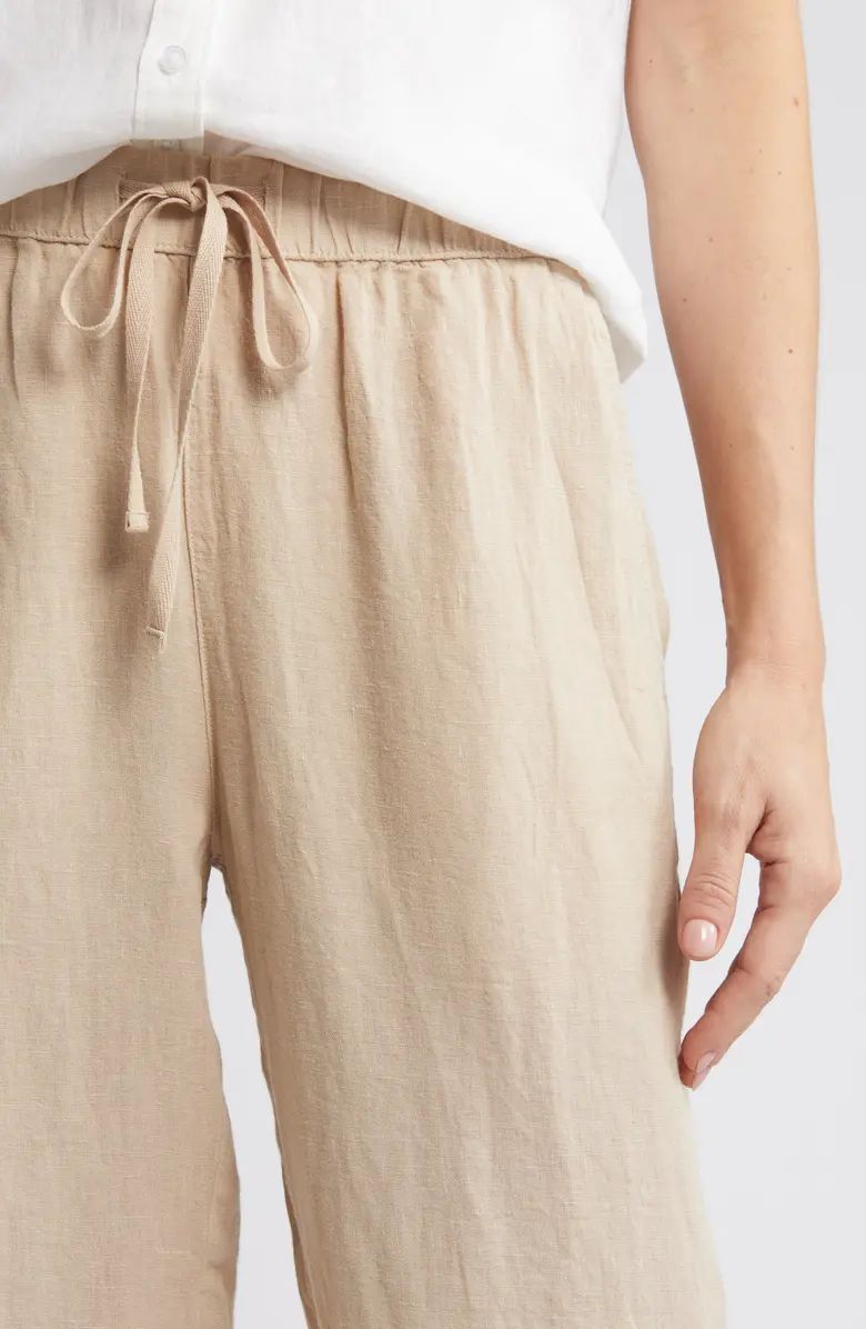 Drawstring Straight Leg Linen Pants | Nordstrom