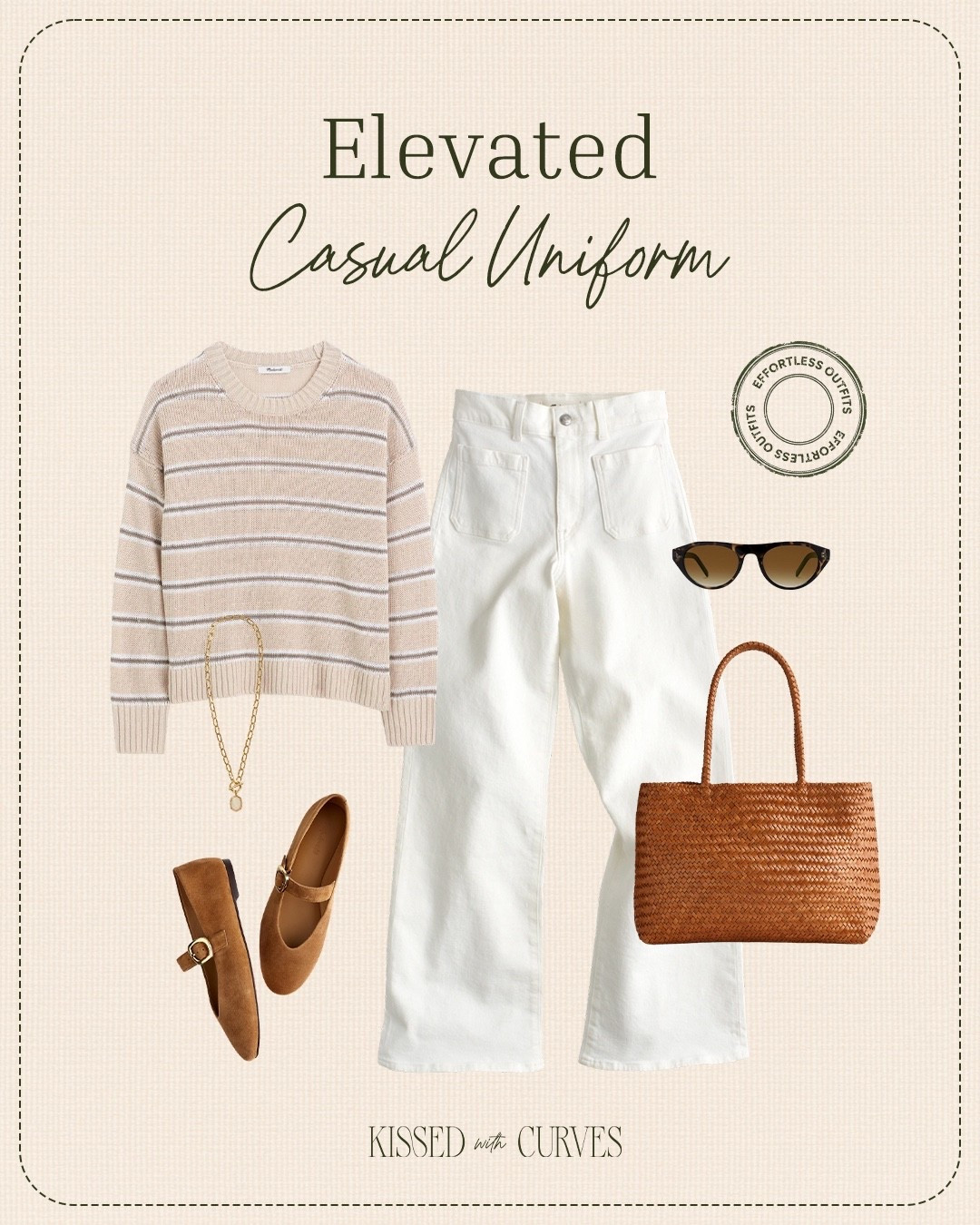 What to wear - spring outfits 2026! Loving this elevated casual uniform! All of these pieces would be great as part of a spring and summer capsule wardrobe that you can mix and match with other items in your closet.

This outfit is perfect for everyday casual wear, a casual dinner out and even business casual workwear if you can wear white jeans to work. These pieces combined together make easy and polished casual work outfits.

#LTKMidsize #LTKOver40 #LTKWorkwear