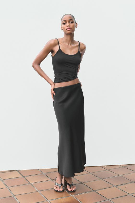 SATIN EFFECT MIDI SKIRT | Zara Canada