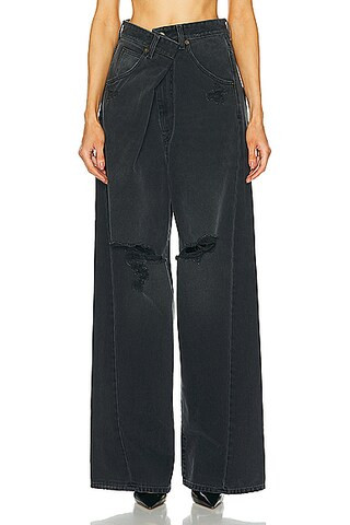 DARKPARK Ines Fold Over Baggy in Used Black | FWRD | FWRD 