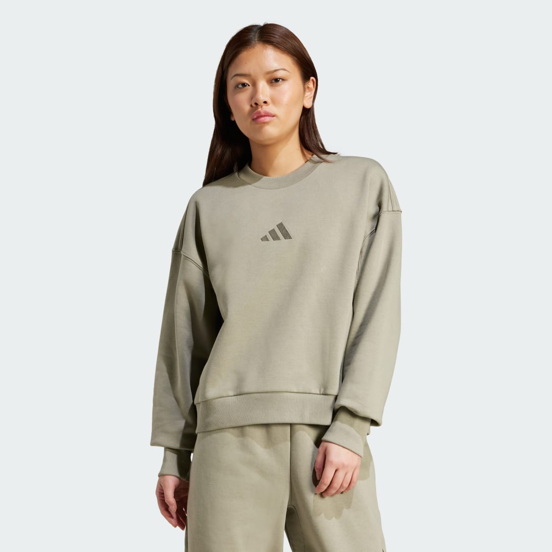 adidas ALL SZN Fleece Loose Sweatshirt Silver Pebble S - Womens Originals Hoodies & Sweatshirts | adidas (US)
