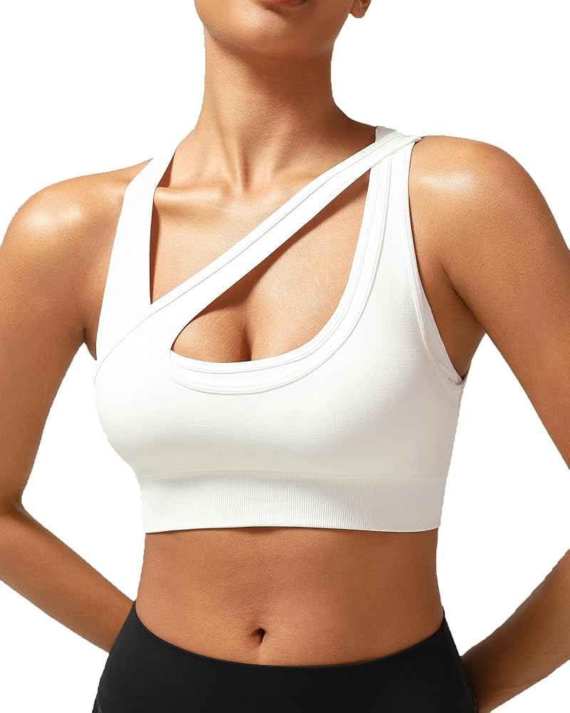 RUNNING GIRL Sports Bras for Women High Support,Seamless Ribbed Longline High Neck Sports Bra Rac... | Amazon (US)