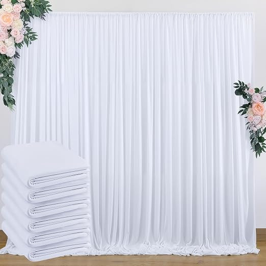 30 ft x 10 ft Wrinkle Free White Backdrop Curtain for Wedding Parties, Polyester Photo Backdrop D... | Amazon (US)