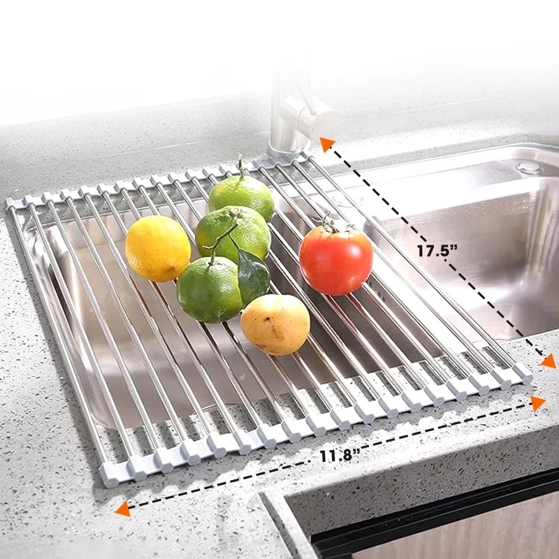Adjustable Stainless Steel Over The Sink Dish Rack | Wayfair North America