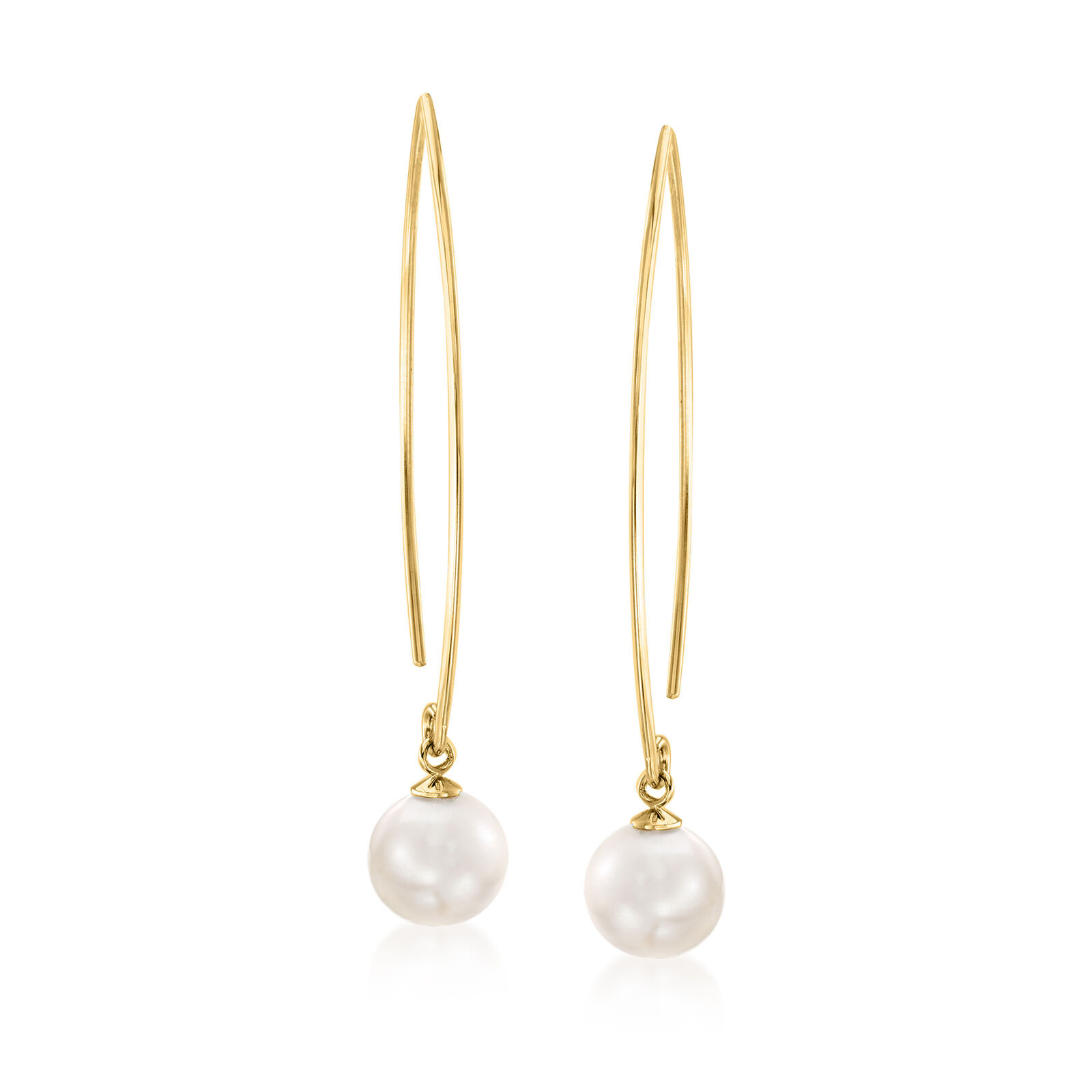 8-8.5mm Shell Pearl Drop Earrings in 18kt Gold Over Sterling | Ross-Simons