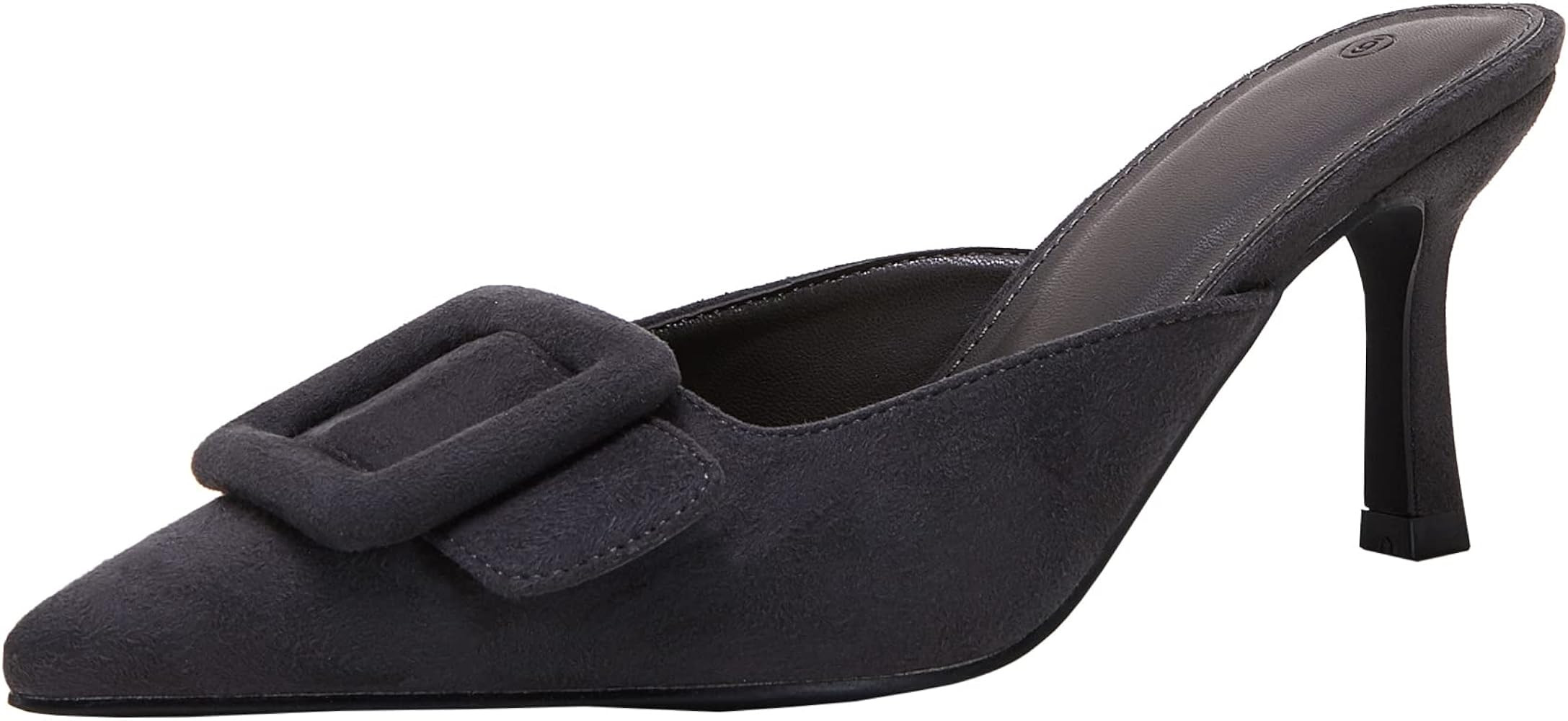 VETASTE Women's Heeled Mules Pointed Toe Suede Buckle Slip On Sandals Kitten Heels Party Wedding ... | Amazon (US)