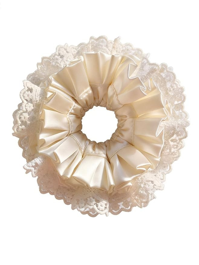 Women's Scrunchies Satin Hair Softer Than Silk Lace hair tie Big Scrunchy Ponytail Holder with El... | Amazon (US)