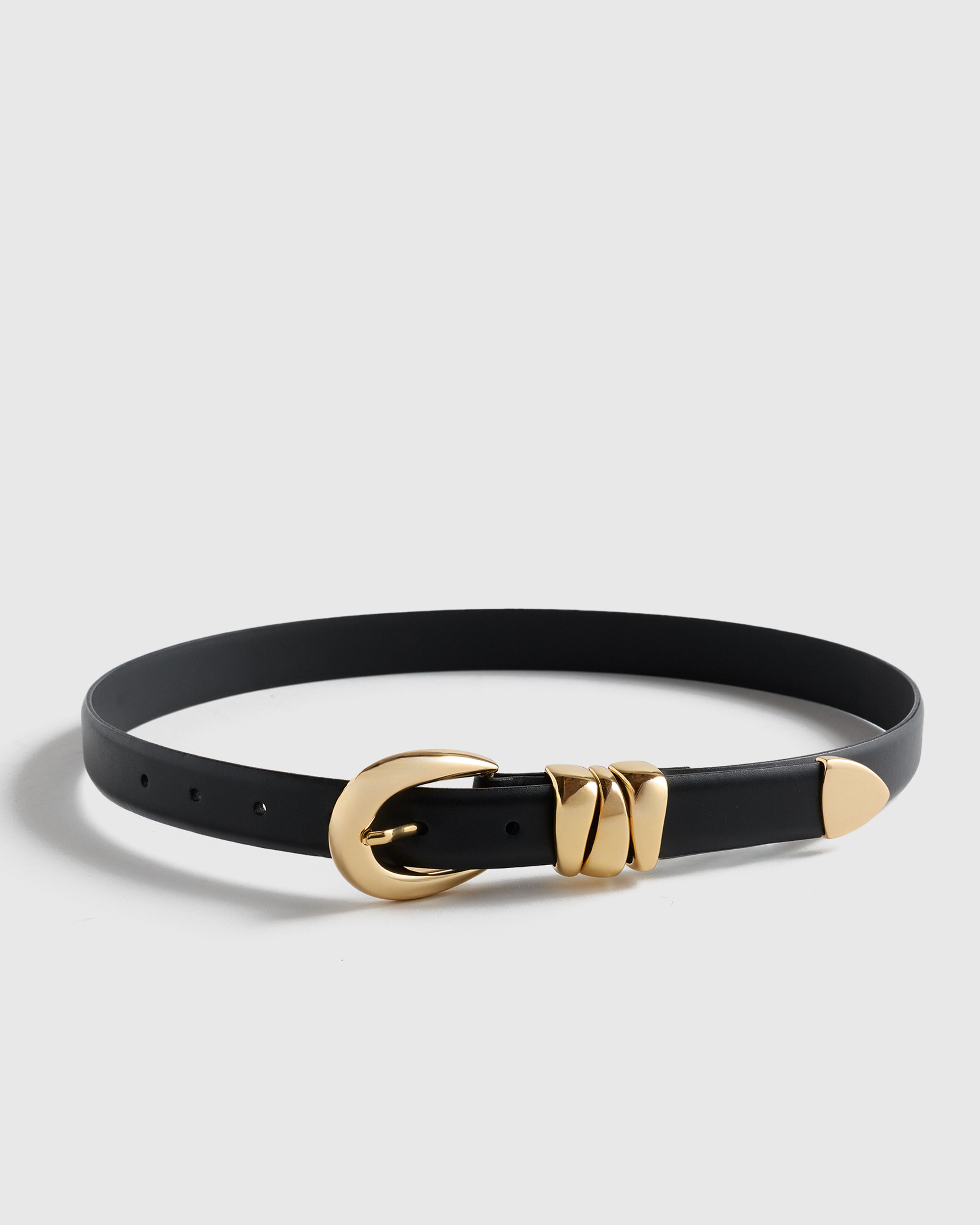Quince | Women's Elissa Triple Keeper European Leather Belt in Espresso, Size Large | Quince