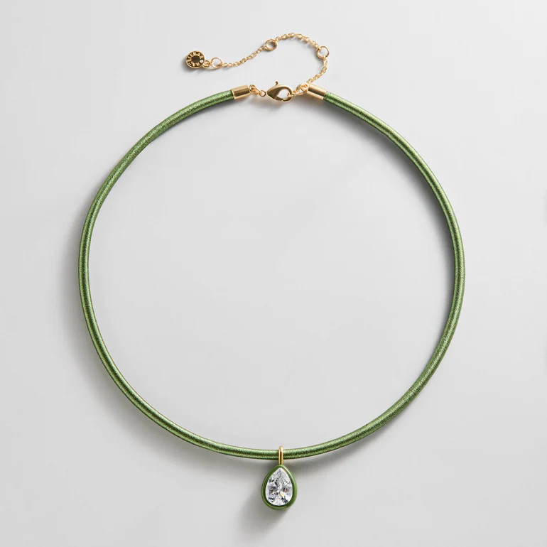 Lindsey Crystal Collar Necklace - Olive Green | BaubleBar