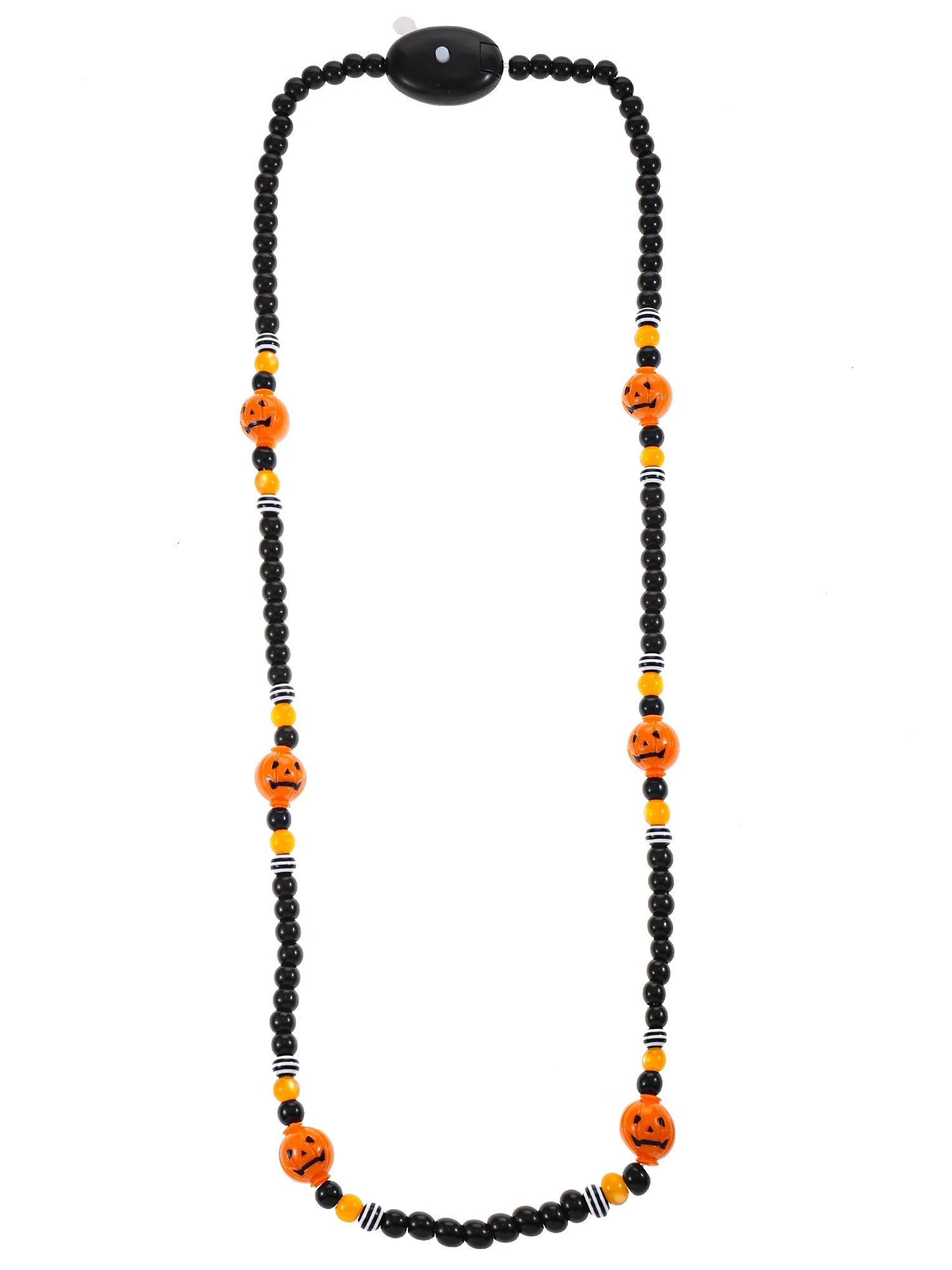 Way to Celebrate Halloween Black Beaded Necklace with Light-up Pumpkins, 1 Piece, Unisex | Walmart (US)