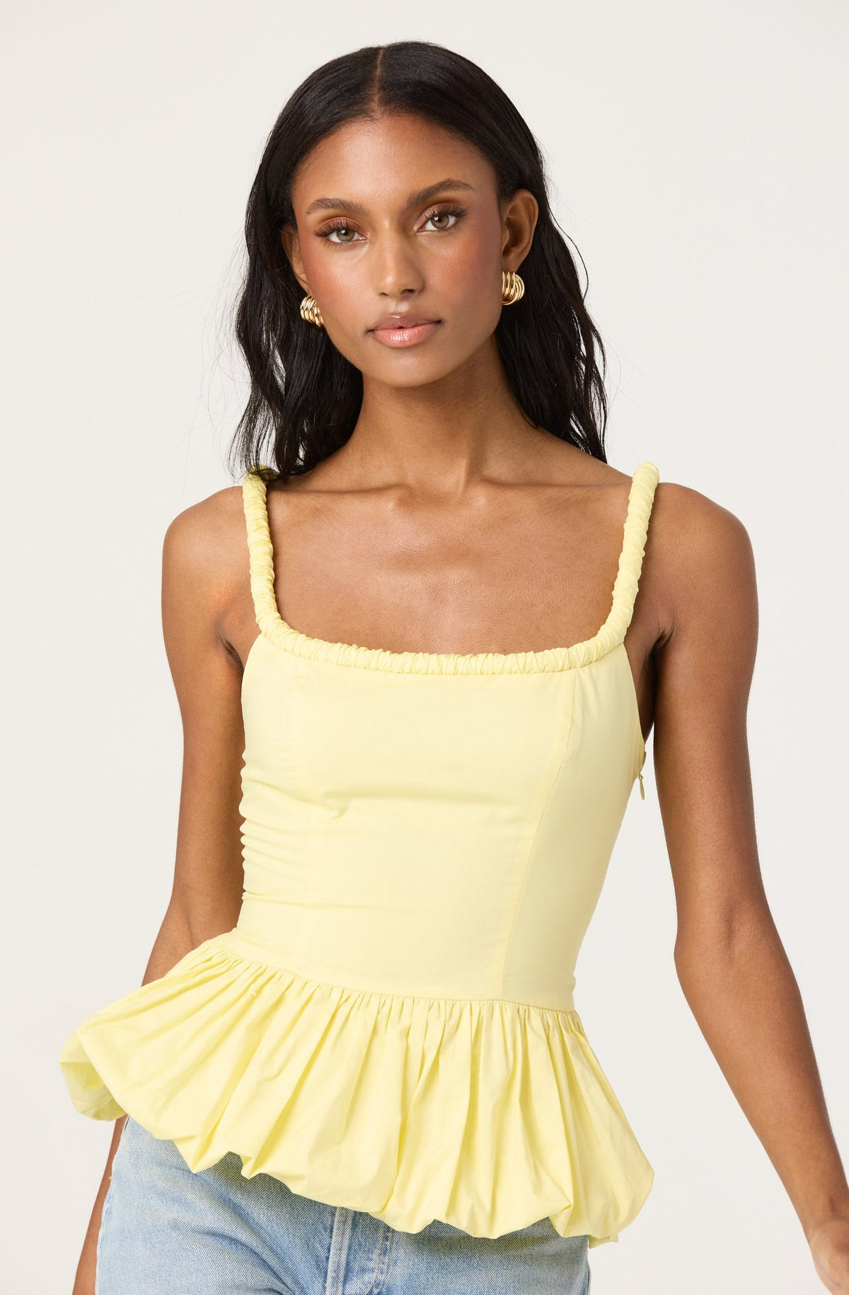 Sleeveless Bubble Hem Peplum Top | ASTR The Label (US)