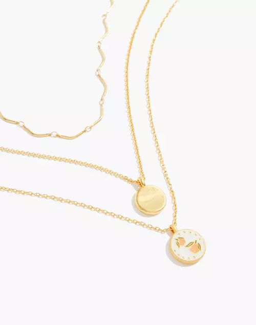Three-Piece Enamel Clementine Coin Necklace Set | Madewell