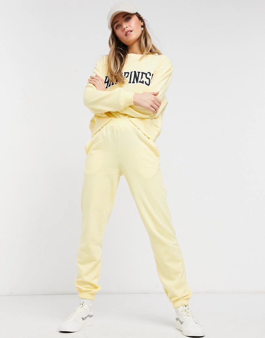 New Look cuffed sweatpants set in light yellow | ASOS (Global)