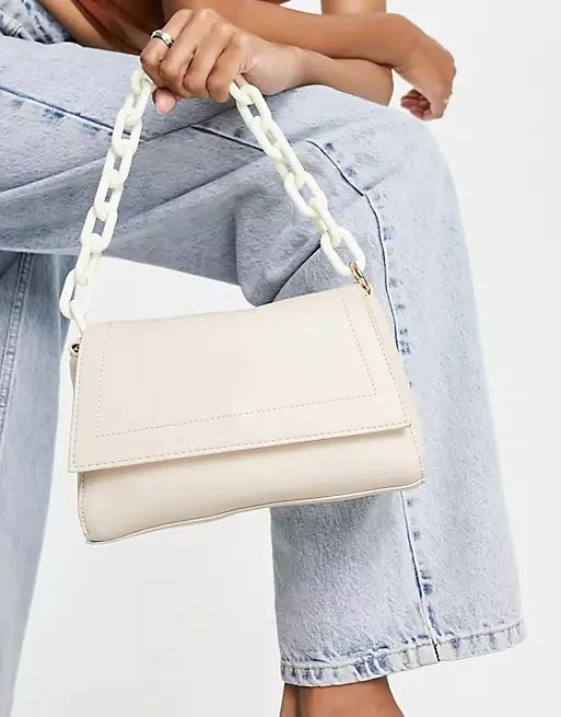 Truffle Collection chunky chain detail shoulder bag in beige | ASOS (Global)