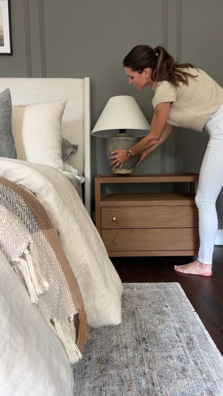 Nightstand styling tips and ideas! I love these Crate & Barrel Keane nightstands. They’re low profile, wide, and come in three colors. I love having the drawers and shelf for styling purposes. They have built in charging ports too! 

#LTKhome #LTKstyletip