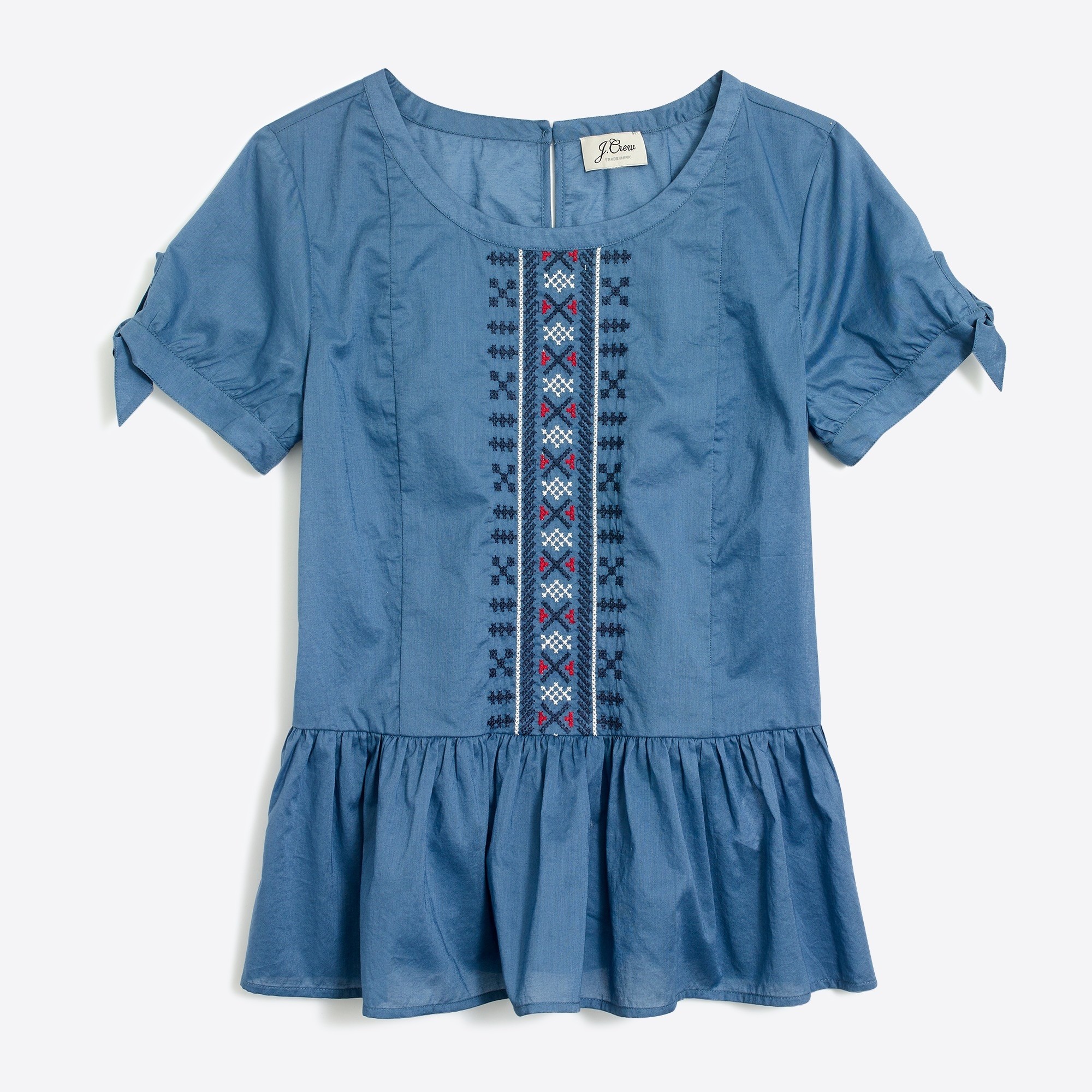 Embroidered tie-sleeve T-shirt | J.Crew Factory