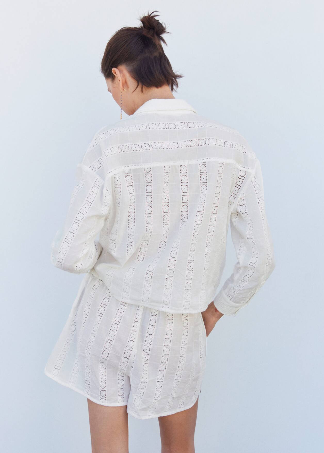 Embroidered cotton shirt -  Women | Mango USA | MANGO (US)