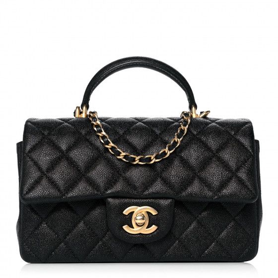 CHANEL Caviar Quilted Mini Top Handle Rectangular Flap Black | FASHIONPHILE (US)