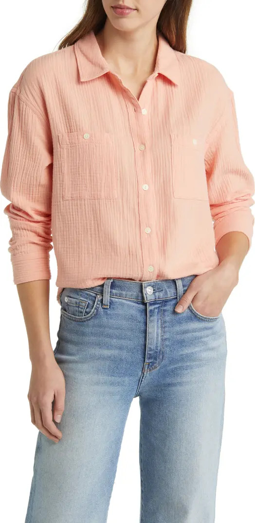 Long Sleeve Gauze Button-Up Shirt | Nordstrom