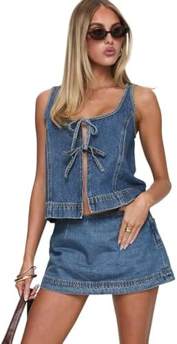 Princess Polly Women's Stefenie Denim Skort Mid Wash | Amazon (US)