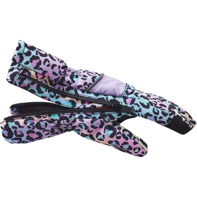 Andy & Evan | Winter Ski Glove, Purple And Leopard Print (Prints, Size 11-12Y) | Maisonette | Maisonette