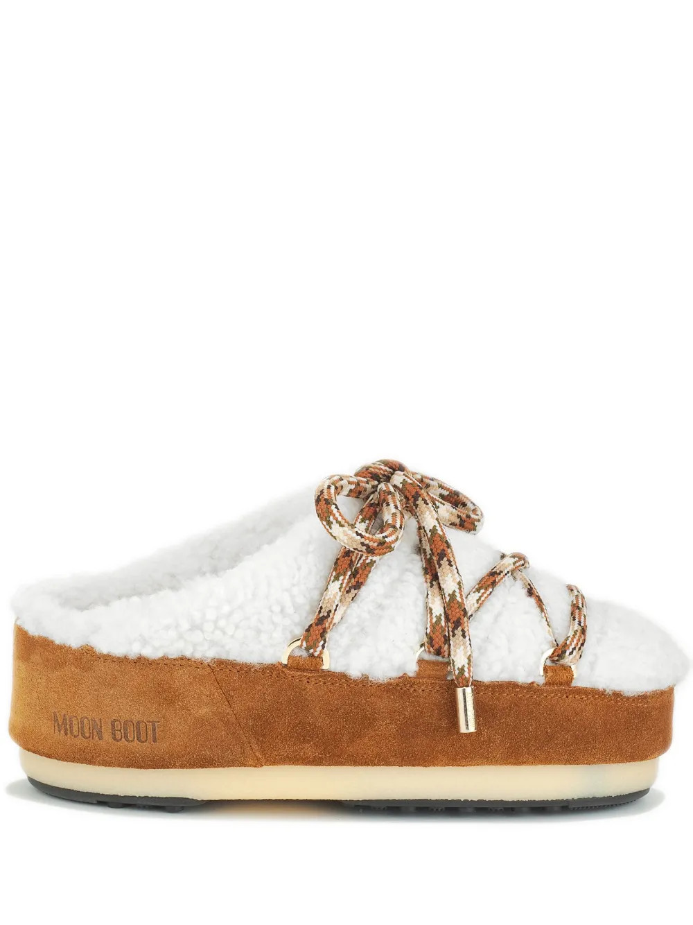 Moon Boot faux-shearling lace-up Mules - Farfetch | Farfetch Global