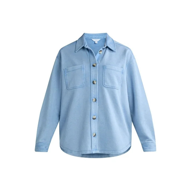 Time and Tru Women’s Knit Shacket with Long Sleeves, Sizes XS-XXXL - Walmart.com | Walmart (US)