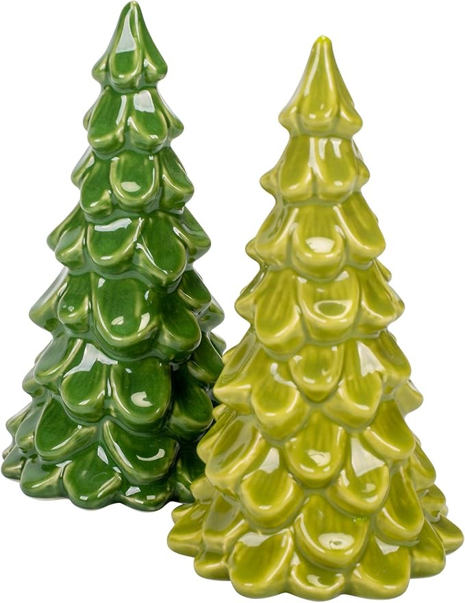 Tree Green Shades 6 x 3 Ceramic Stoneware Christmas Figurines Set of 2 | Amazon (US)
