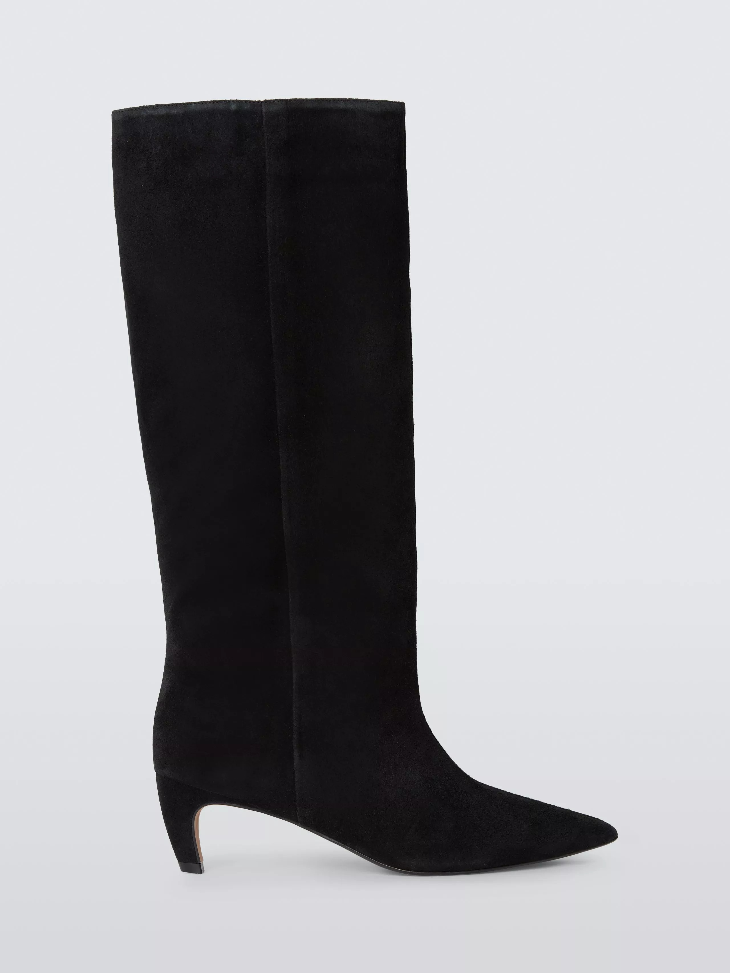 John Lewis Somerset Suede Pointed Toe Knee High Boots, Black | John Lewis (UK)