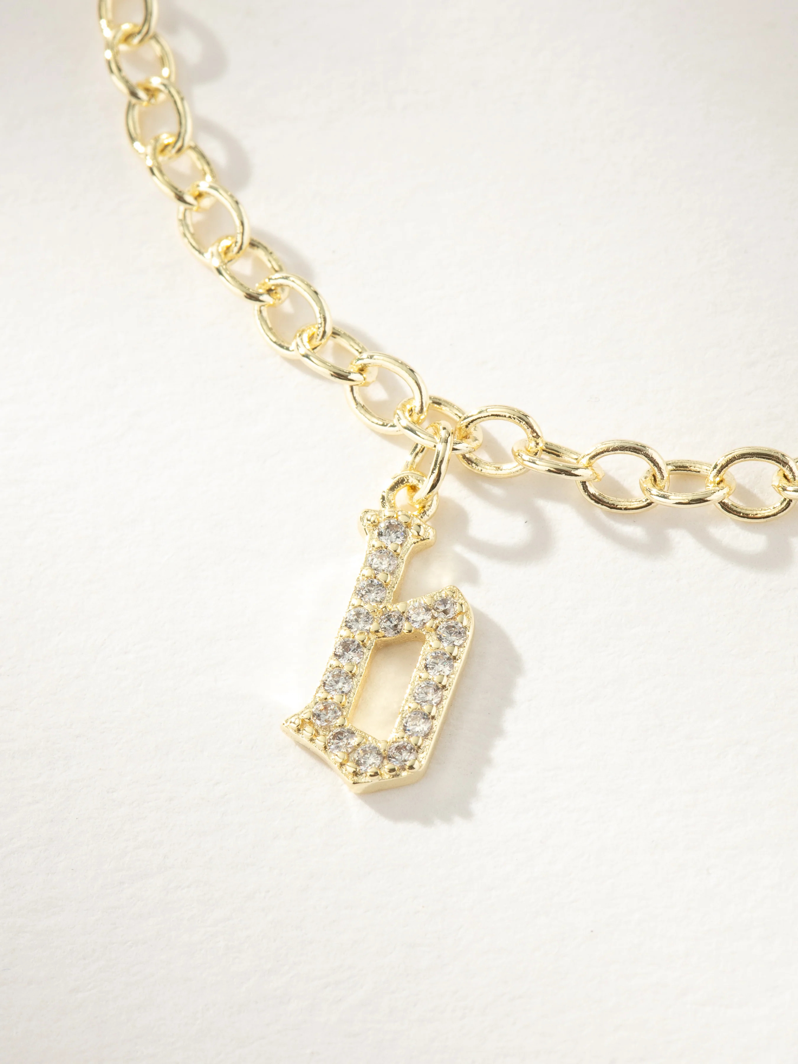 Gold Gothic Pavé Initial Bracelet | Letter Bracelet | Uncommon James | Uncommon James