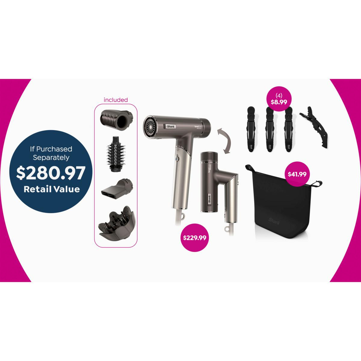 Shark SpeedStyle Pro FLEX Hair Dryer Bundle | HSN