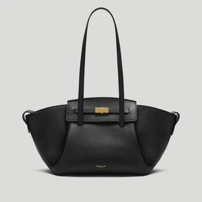 DeMellier The Midi Brooklyn in Black Small Grain Leather Shoulder bag | DeMellier