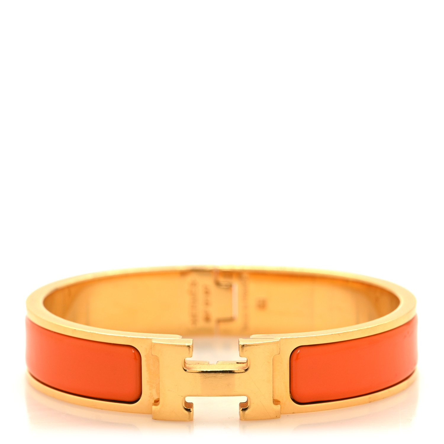 Enamel Narrow Clic Clac H Bracelet PM Orange | FASHIONPHILE (US)
