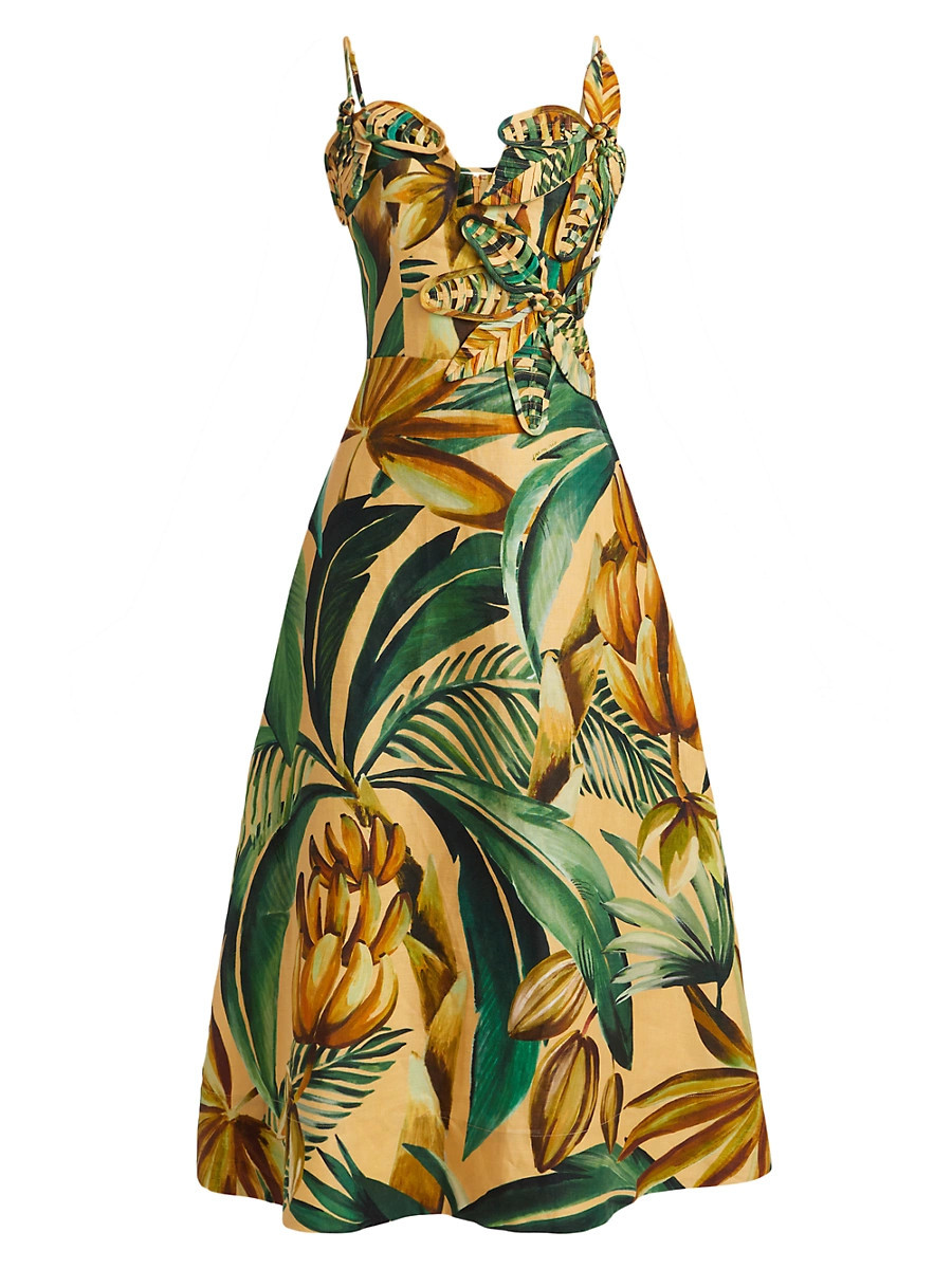 Women's Bananart Flowered Midi-Dress - Yellow - Size XXS | Saks Fifth Avenue