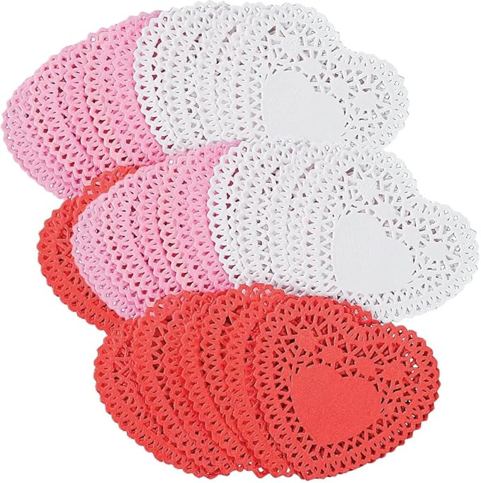 Mini Valentine Heart Paper Doilies - 100 Pack - 3.5 Inch - Home Decorations, Crafts for Kids and ... | Amazon (US)