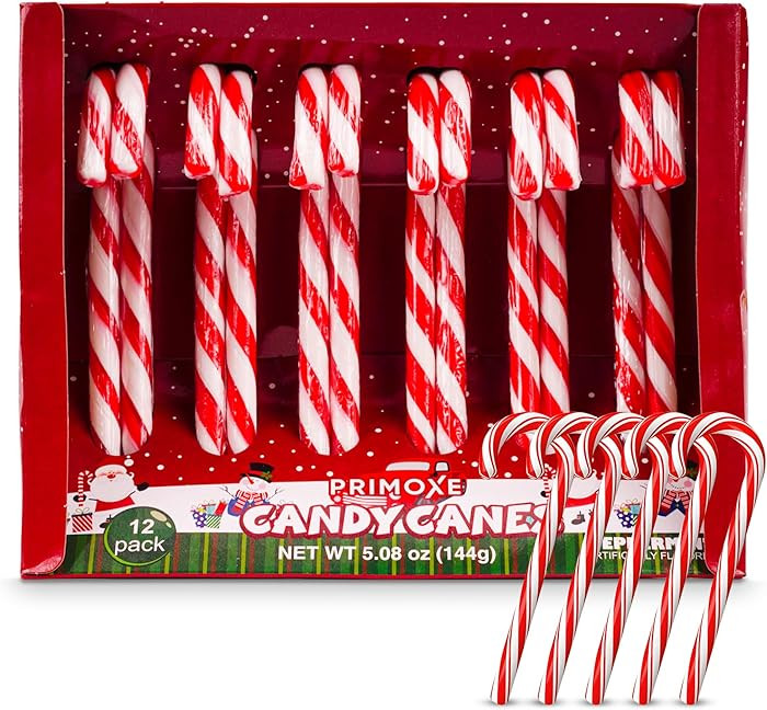 Christmas Candy Canes 12 Pack - Classic Red & White Peppermint Cane Sticks Individually Wrapped -... | Amazon (US)